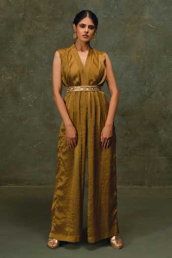 17:17 By Simmi Saboo Pleated Jumpsuit With Belt