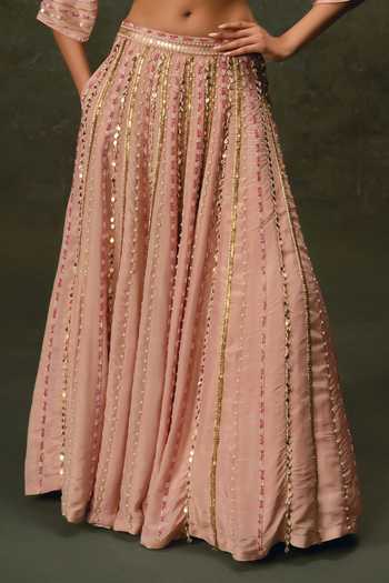 17:17 By Simmi Saboo Pink Organza Round Neck Embroidered Lehenga With Blouse Online at Aza Fashions 17:17 By Simmi Saboo_Pink Organza Round Neck Embroidered Lehenga With Blouse _Online_at_Aza_Fashions