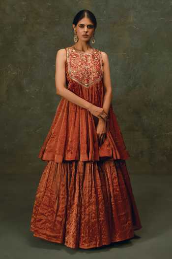 17:17 By Simmi Saboo Gathered Peplum Top & Lehenga Set