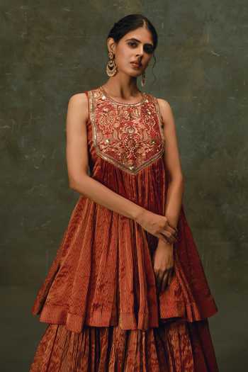 17:17 By Simmi Saboo Gathered Peplum Top & Lehenga Set