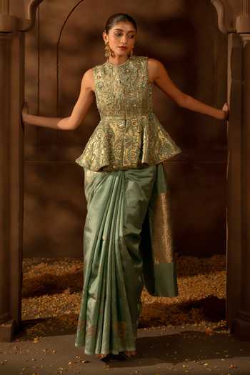 17:17 By Simmi Saboo Banarasi Woven Saree With Peplum Blouse