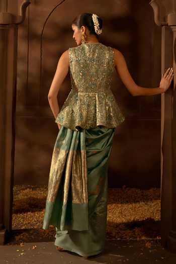 17:17 By Simmi Saboo Banarasi Woven Saree With Peplum Blouse