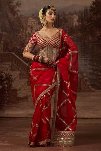 Shikhar Sharma Gota Zari Work Saree With Corset