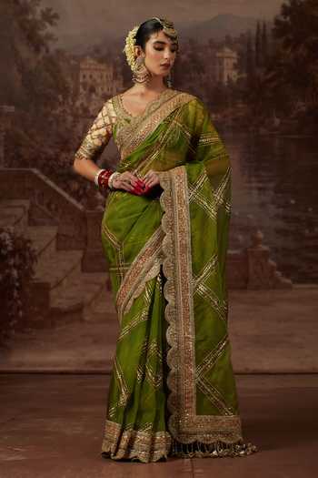 Shikhar Sharma Zari Embroidered Saree With Blouse
