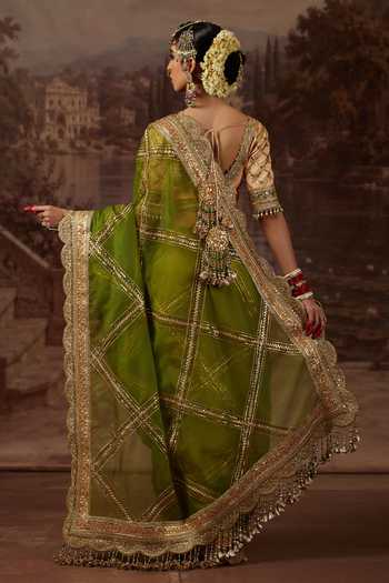 Shikhar Sharma Zari Embroidered Saree With Blouse