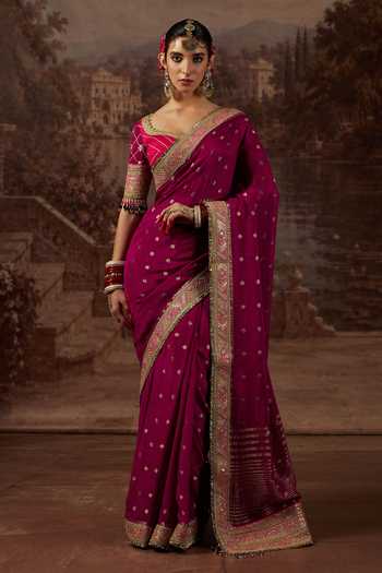 Shikhar Sharma Hand Embroidered Saree With Blouse