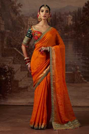 Shikhar Sharma Dori Border Embroidered Saree With Blouse