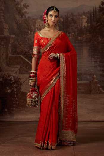 Shikhar Sharma Thread Work Saree With Blouse