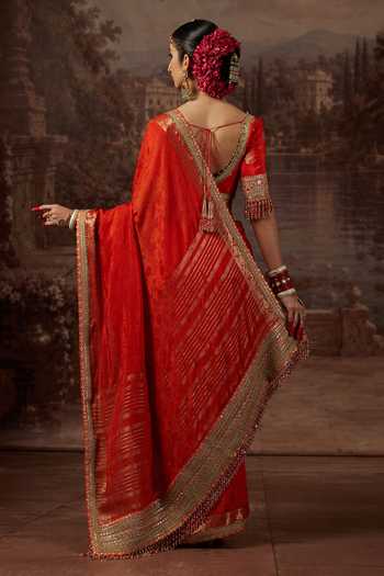 Shikhar Sharma Thread Work Saree With Blouse