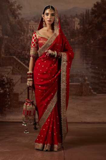 Shikhar Sharma Zari Woven Butti Saree With Blouse