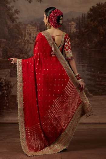 Shikhar Sharma Zari Woven Butti Saree With Blouse