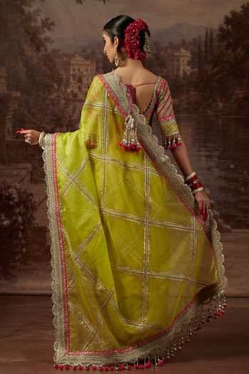 Shikhar Sharma Gota Jaal Work Saree With Blouse