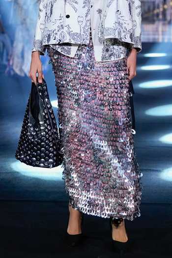 Rahul Singh_Ivory Linen Collared Neck Kantha Hand Embroidered Blazer Skirt Set _Online_at_Aza_Fashions