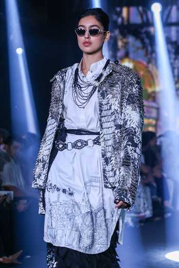 Rahul Singh Embroidered Jacket Skirt Set 