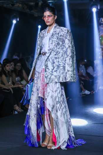 Rahul Singh Printed Blazer Skirt Set 