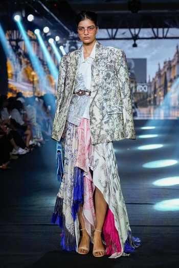 Rahul Singh Printed Blazer Skirt Set 