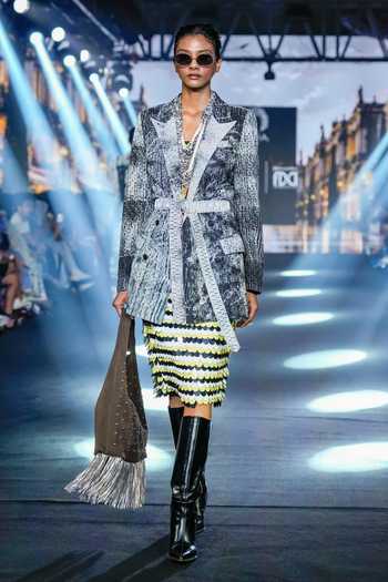 Rahul Singh Shibori Pattern Trench Coat Set 