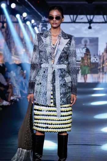 Rahul Singh Shibori Pattern Trench Coat Set 