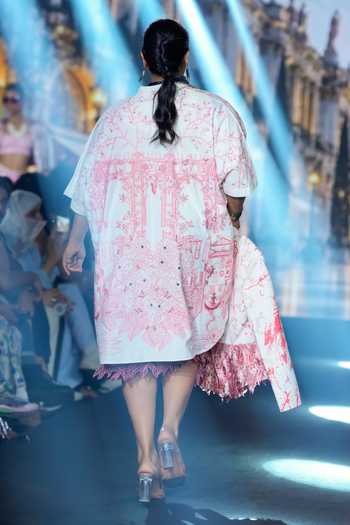 Rahul Singh Kantha Embroidered Dress With Shirt 