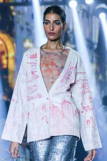 Rahul Singh Printed Jacket Skirt Set 