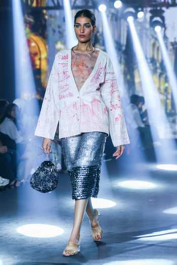Rahul Singh Printed Jacket Skirt Set 