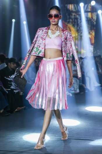Rahul Singh Hand Embellished Jacket Skirt Set 