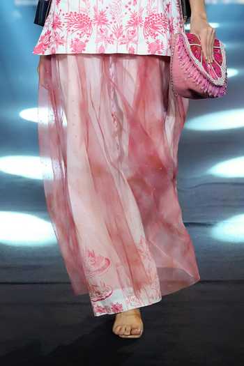 Rahul Singh Pink Cotton, Organza Round Neck Embroidered Jacket Kurta Set Online at Aza Fashions Rahul Singh_Pink Cotton, Organza Round Neck Embroidered Jacket Kurta Set _Online_at_Aza_Fashions