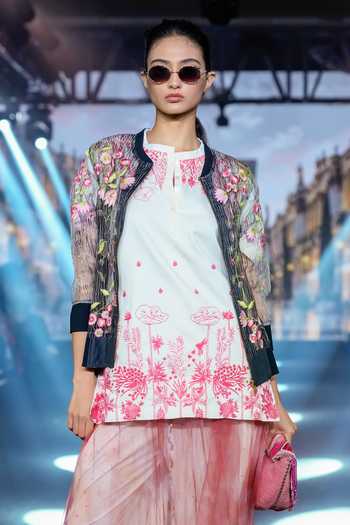 Buy Rahul Singh Pink Cotton, Organza Round Neck Embroidered Jacket Kurta Set Online at Aza Fashions Buy_Rahul Singh_Pink Cotton, Organza Round Neck Embroidered Jacket Kurta Set _Online_at_Aza_Fashions