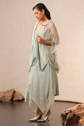 Buy Urvashi Kaur Green Collared Neck Button Down Shirt Online at Aza Fashions Buy_Urvashi Kaur_Green Collared Neck Button Down Shirt _Online_at_Aza_Fashions