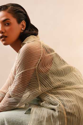 Buy Urvashi Kaur Green Collared Neck Button Down Shirt Buy_Urvashi Kaur_Green Collared Neck Button Down Shirt