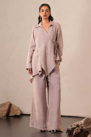 Buy Urvashi Kaur Purple Linen Collared Neck Top Online at Aza Fashions Buy_Urvashi Kaur_Purple Linen Collared Neck Top _Online_at_Aza_Fashions