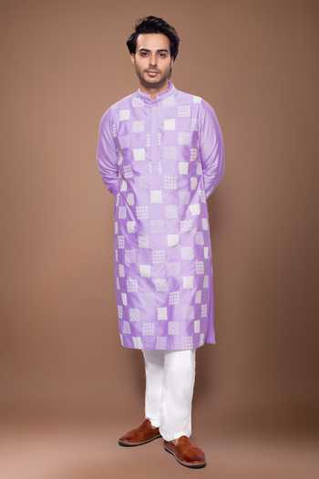 Priyanka Haralalka Purple Silk, Cotton Cord Embroidered Kurta Set Online at Aza Fashions Priyanka Haralalka_Purple Silk, Cotton Cord Embroidered Kurta Set _Online_at_Aza_Fashions