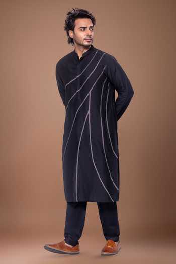 Buy Priyanka Haralalka Black Silk, Cotton Desert Line Embroidered Kurta Set Online at Aza Fashions Buy_Priyanka Haralalka_Black Silk, Cotton Desert Line Embroidered Kurta Set _Online_at_Aza_Fashions