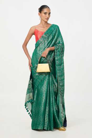 Ekaya Banaras Handwoven Tissue Saree With Running Blouse Piece 