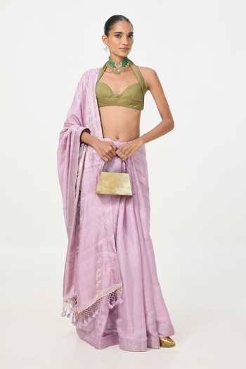 Ekaya Banaras Purple Tissue Handwoven Saree With Running Blouse at Aza Fashions Ekaya Banaras_Purple Tissue Handwoven Saree With Running Blouse _at_Aza_Fashions