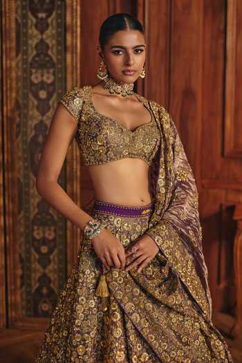 Buy Mahima Mahajan Purple Silk, Tissue Sweetheart Neck Shania Embroidered Lehenga Set Online at Aza Fashions Buy_Mahima Mahajan_Purple Silk, Tissue Sweetheart Neck Shania Embroidered Lehenga Set _Online_at_Aza_Fashions