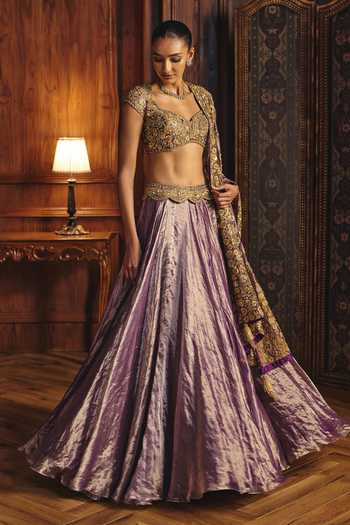 Buy Mahima Mahajan Purple Silk, Tissue Sweetheart Neck Inaam Embroidered Blouse Lehenga Set Online at Aza Fashions Buy_Mahima Mahajan_Purple Silk, Tissue Sweetheart Neck Inaam Embroidered Blouse Lehenga Set _Online_at_Aza_Fashions