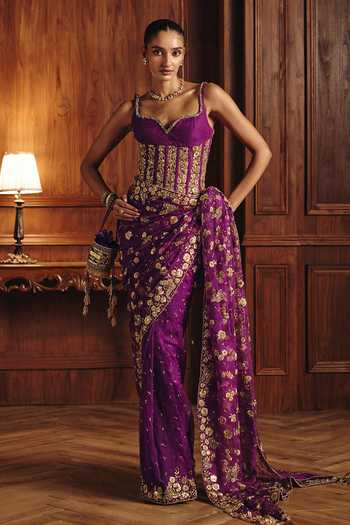 Mahima Mahajan Aashna Embroidered Saree With Corset 