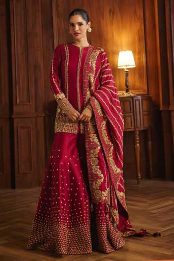 Mahima Mahajan Sanya Silk Chanderi Embroidered Kurta Sharara Set 