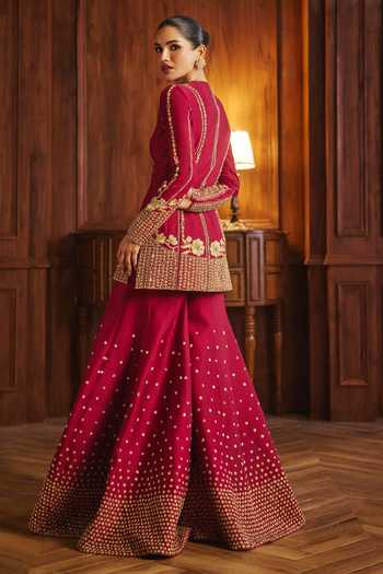 Mahima Mahajan Sanya Silk Chanderi Embroidered Kurta Sharara Set 