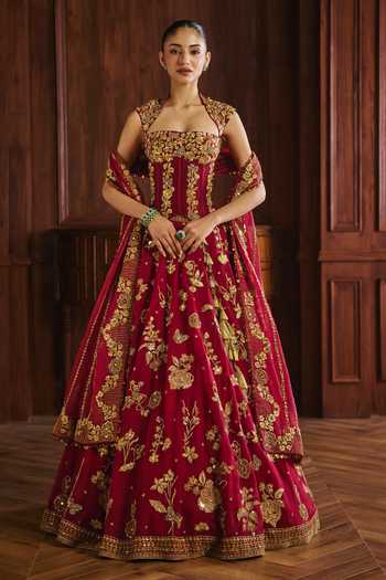 Mahima Mahajan Rukmani Embroidered Corset Lehenga Set 