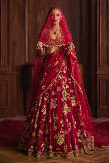 Mahima Mahajan Nooran Silk Organza Lehenga Set With Veil 