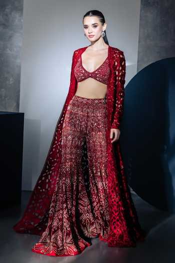 Ritika Mirchandani Lux Cutwork Jacket & Sharara Set