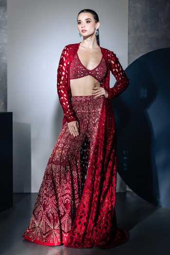 Ritika Mirchandani Lux Cutwork Jacket & Sharara Set