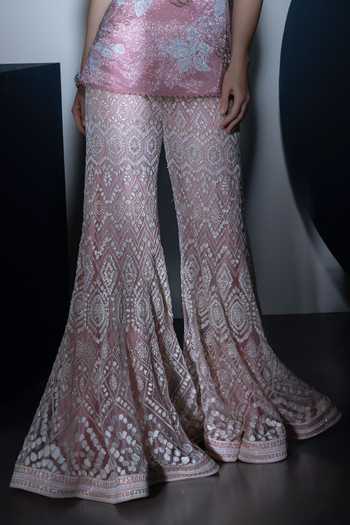 Buy Ritika Mirchandani Pink Georgette, Crepe, Net Scoop Romy Ajrakh Inspired Embroidered Sharara Set Online at Aza Fashions Buy_Ritika Mirchandani_Pink Georgette, Crepe, Net Scoop Romy Ajrakh Inspired Embroidered Sharara Set _Online_at_Aza_Fashions
