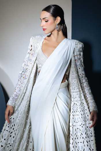 Ritika Mirchandani Elsa Lehenga Saree & Cutwork Jacket Set 