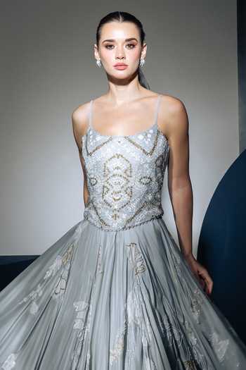 Buy Ritika Mirchandani Grey Organza, Georgette, Crepe, Net Elara Embroidered Corset Lehenga Set Online at Aza Fashions Buy_Ritika Mirchandani_Grey Organza, Georgette, Crepe, Net Elara Embroidered Corset Lehenga Set _Online_at_Aza_Fashions