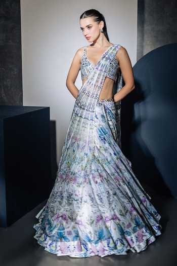 Ritika Mirchandani Alice Printed & Embroidered Lehenga Saree Set 