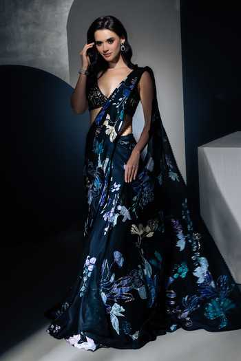 Ritika Mirchandani Sable Printed & Embroidered Lehenga Saree Set 