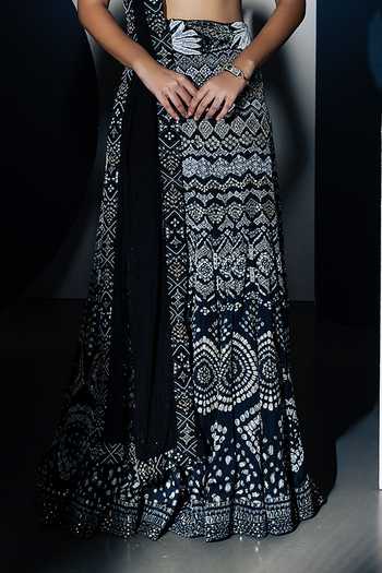 Shop Ritika Mirchandani Black Organza, Georgette, Crepe, Net Zivaa Printed And Embroidered Lehenga Set Online at Aza Fashions Shop_Ritika Mirchandani_Black Organza, Georgette, Crepe, Net Zivaa Printed And Embroidered Lehenga Set _Online_at_Aza_Fashions